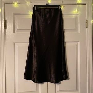 SO Brand Black Faux-Silk Skirt